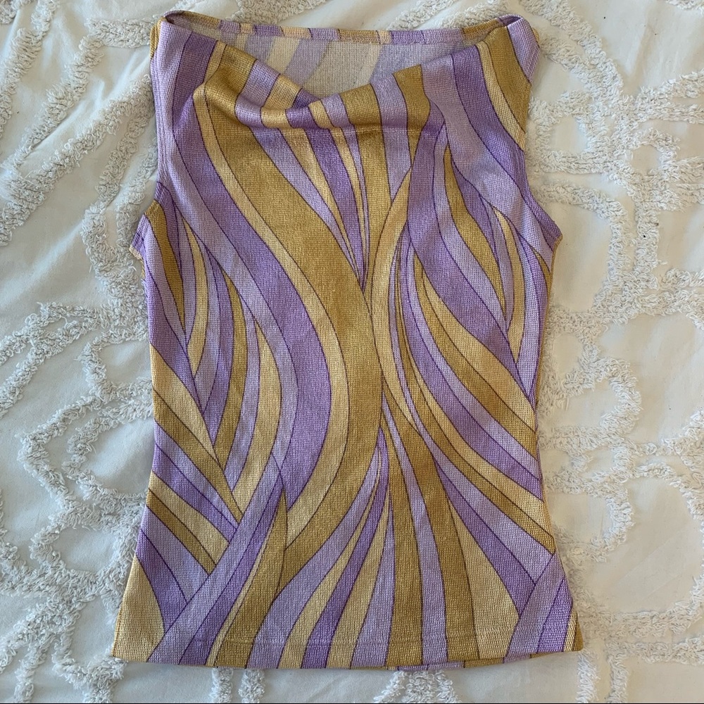 Purple and gold swirly tank top size m